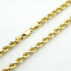 Solid 14K Yellow Gold 4mm Diamond Cut Rope Chain Necklace Lobster Clasp 18"- 30"