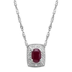 5/8 ct Natural Ruby Pendant with Diamonds in Sterling Silver