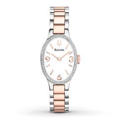 Bulova Women's 98R190 Quartz Diamond Accents Two-Tone Bracelet 21mm Watch