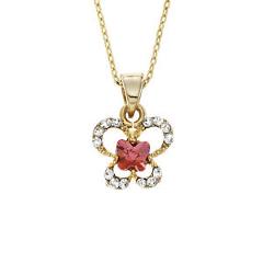 14K Gold Plated Butterly Necklace With Rose Peach Swarovski Stone