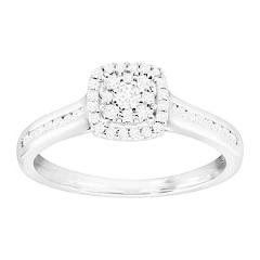 1/3 ct Diamond Cushion Engagement Ring in Sterling Silver