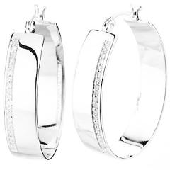 Sterling Silver Diamond Hoop Earrings (1/4 cttw)