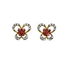 14K Gold Plated Butterly Earring With Rose Peach Swarovski Stones