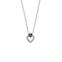 Rhodium Plated Heart Pendant With Black Diamond Swarovski Stones