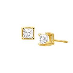1 ct Princess-Cut Diamond Stud Earrings in 14K Gold
