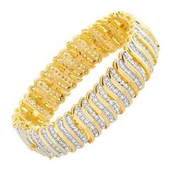 2 ct Diamond 'S' Link Tennis Bracelet in 18K Gold-Plated Brass