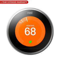 Nest Learning Thermostat 3rd Gen (Stainless Steel) + 1 Year Extended Warranty