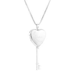 'I Love You' Heart Key Picture Locket in Sterling Silver
