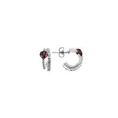 Rhodium Plated Two Row Earring With Antique Pink Swarovski Stones