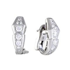 Bvlgari Serpenti Small 18K White Gold Full Diamond Huggie Earrings