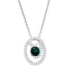 2 3/8 ct Created Emerald & Sapphire Curlicue Pendant in Sterling Silver
