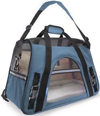 Pet Carrier Soft Sided Large Cat / Dog Comfort Mineral Blue Bag Travel Approved