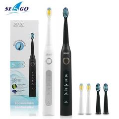 Seago SG-507 Sonic Electric Toothbrush Adult Timer Brush USB Charge Rechargeable Tooth Brushes with 3pcs Replacement Heads