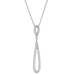 Rhodium Plated Silver Open CZ Teardrop and Small Open Teardrop Dangle Pendant