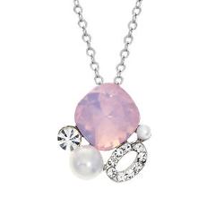 Rhodium Plated Necklace With Faux Pearl