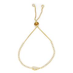 Gold Plated Silver Drawstring Tennis Bracelet with CZ Stones and Angel Wing