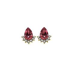 14K Gold Plated Eclipse Earring With Antique Pink Swarovski Stone