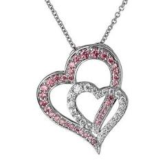 Touching Hearts Pendant with Swarovski Zirconia in Sterling Silver