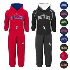 MLB Majestic "Lil Fan" Team Color (2) Piece Hoodie & Pants Fleece Set Toddler