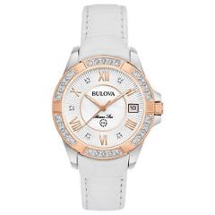 Bulova Women's 98R233 Quartz Diamond Accents Rose Gold Tone Case 32mm Watch