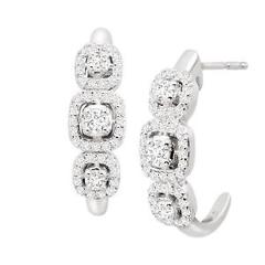 1/2 ct Diamond J-Hoop Earrings in Rhodium-Plated 14K White Gold