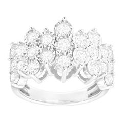 IGI Certified 1 ct Diamond Honeycomb Ring in Sterling Silver