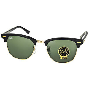 Ray-Ban RB3016-W0365-51 Clubmaster 51mm Black/Gold Frame Sunglasses