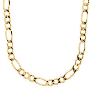 Eternity Gold Men's Figaro Link Solid Chain Necklace in 14K Gold