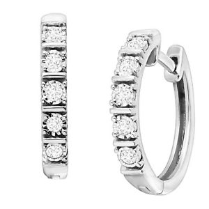 1/4 ct Diamond Square Tube Hoop Earrings in Sterling Silver