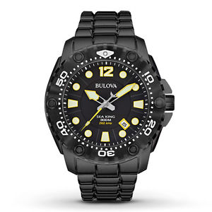 Bulova Men's 98B242 Sea King Quartz Black Dial Stainless Steel Dive Watch