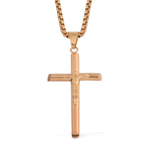 Stainless Steel Ion Plated Cross Gift Pendant with Chain 30"
