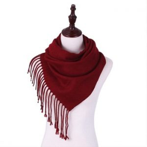 Evrfelan New Winter Scarf Women Simple Pure Color Thick Warm Scarves Tassel Female Knitted Shawl Wrap Clothing Accessories