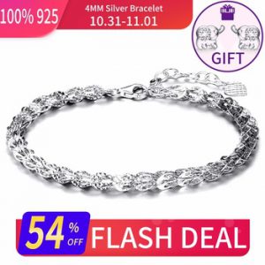 WK NEW Design 925 Sterling Silver Bracelet Women 4MM Hollow Phoenix Tail Shape Link Chain Bracelets Jewelry Pulseras SW BA023