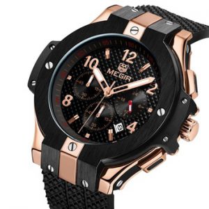 Top Brand MEGIR Chronograph Sport Watch Men Luxury Relogio Masculino Silicone Quartz Army Military Wrist Watch Gold Clock Men