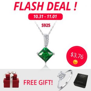 CZCITY Charm Chain Necklace Emerald Green Cubic Zirconia Popular Jewelry 925 Sterling Silver Pendant Necklace for Women Gift