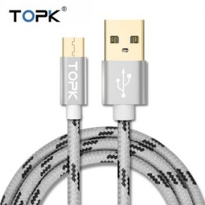 TOPK Original Micro USB Cable with Metal Shell Gold-plated Connector Braided Wire for Samsung / Sony / Xiaomi / Android Phone