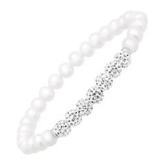 Crystaluxe Freshwater Pearl Bracelet with Swarovski Crystals in Sterling Silver