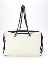 Chanel Lambskin Leather Shoulder Handbag Black White NEW $2900 7ECHSH028