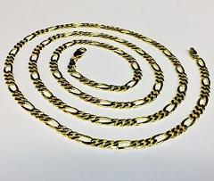 18k Solid Gold Handmade Figaro Curb link men's chain/necklace 28 38 Grams 5 MM