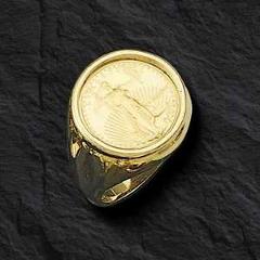 22K FINE GOLD 1/10 OZ US LIBERTY COIN in 14k gold Ring 20 MM