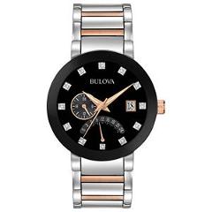 Bulova Diamonds Men's 98D129 Quartz Black Dial Two-Tone Bracelet 44mm Watch