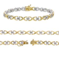 Sterling Silver Champagne Diamond Infinity Bracelet (0.50 CT)