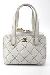 Chanel White Surpique Leather Handbag $2200 8ACHHB035