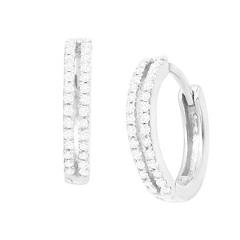 1/4 ct Diamond Huggie Hoop Earrings in Sterling Silver