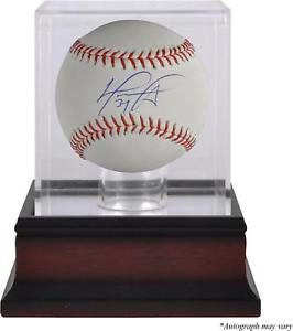 David Ortiz Boston Red Sox Signed Baseball and Mahogany Baseball Display Case