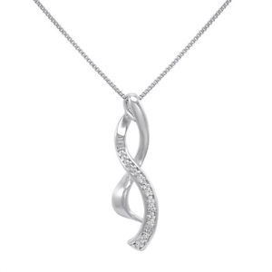 Diamond Infinity Pendant set in .925 Sterling Silver on an 18in Box Chain