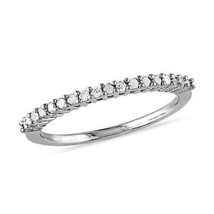 Sterling Silver Diamond Anniversary Thin Stackable Band Ring 1/5 Ct TDW H-I I3