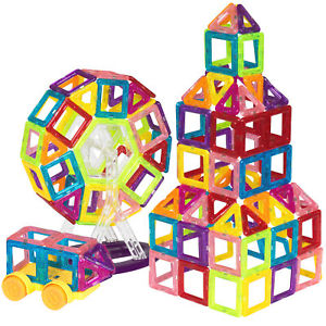 BCP 158-Piece Kids Magnetic Building Tiles Toy Set - Multicolor