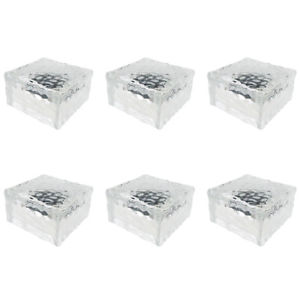 New 6 Outdoor 4 LED Solar Ice Rock Crystal Glass Cube Landscape Lights Path Post