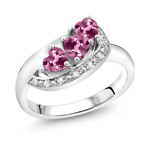 0.66 Ct Heart Shape Pink Tourmaline 925 Sterling Silver Ring